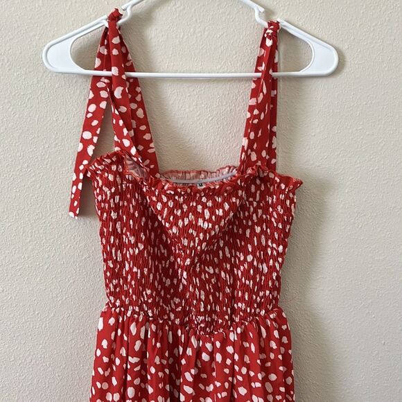 Women's Mini Dress Strappy Backless Pleated Flare Ruffle Polka Dot Dress… - Picture 8 of 9